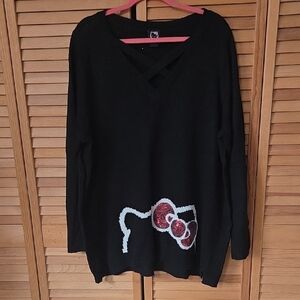 Torrid Hello Kitty Black Knit Top with Red & White Sequin Detail